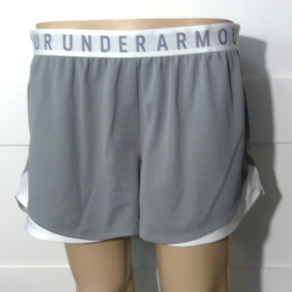 Under Armour Women's Grey and White Athletic Shorts (Size LG) - Picture 1 of 8